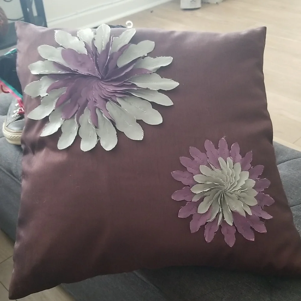 Deep Plum Gray 3D Accent Pillow